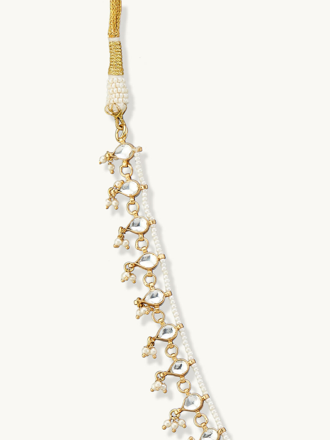 Nuyug 22K Gold-Plated Pearl Drops Matha Patti cum Necklace
