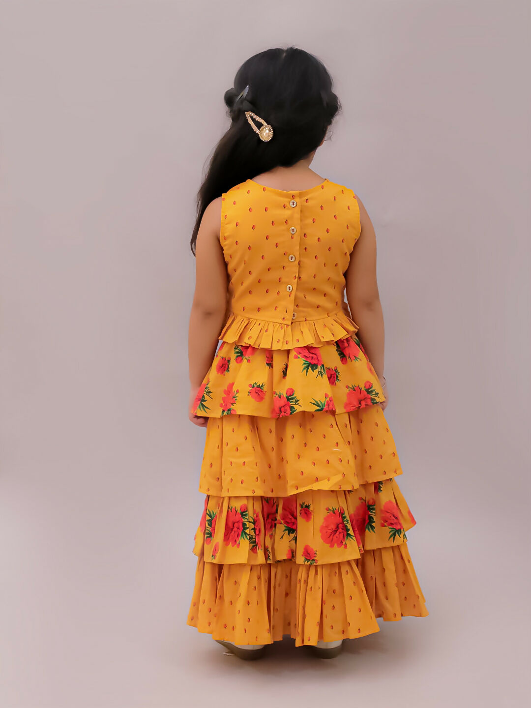 Lil Drama Genda Phool Mustard Choli and Lehanga Set For Girls