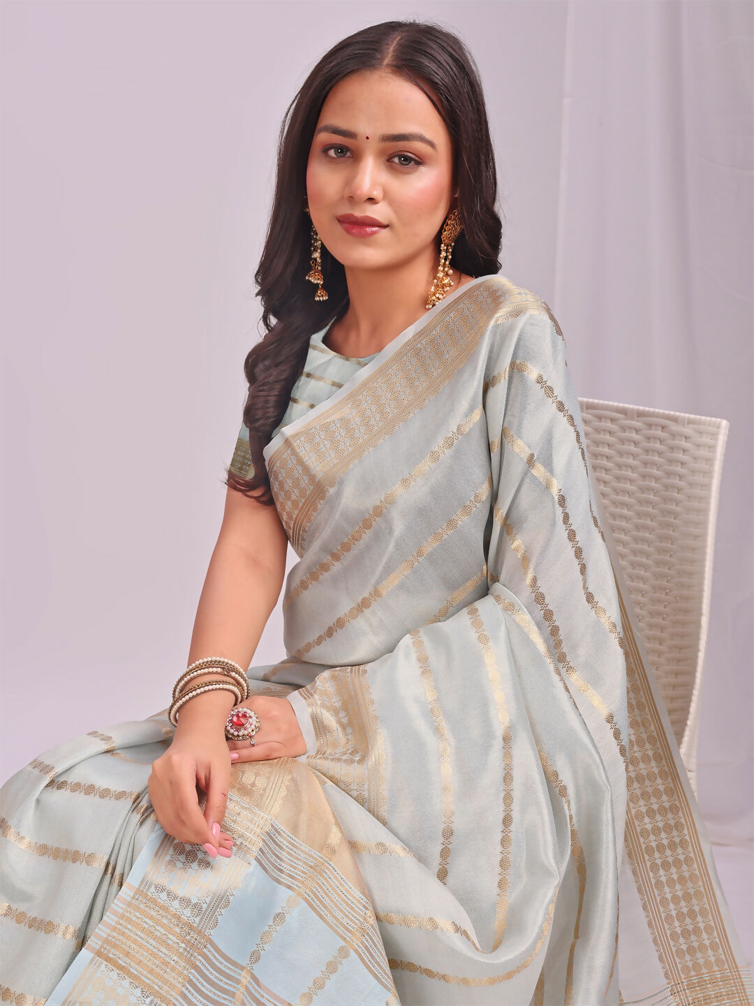 Astita Organza Sky Blue Saree