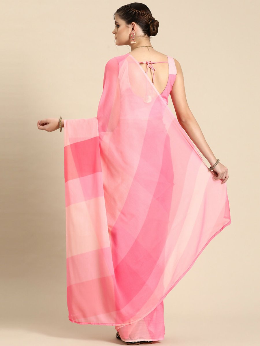 Ahalyaa Women's Traditional Semi Stitch Saree - Pink - Distacart