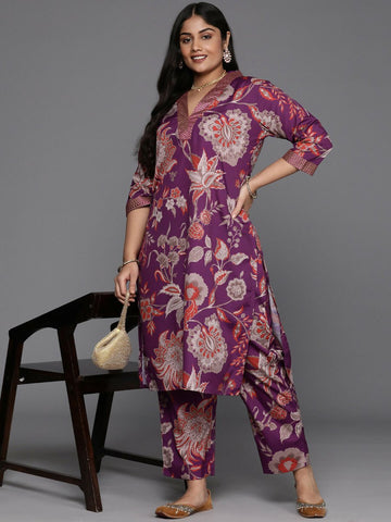 Ahalyaa Women's Traditional wear Kurta Set - Purple - Distacart