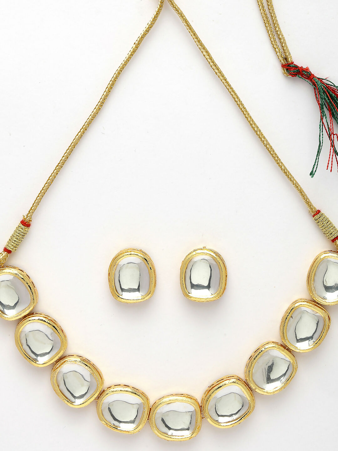 NVR Women's Gold Kundan-Studded Handcrafted Jewellery Set - Distacart