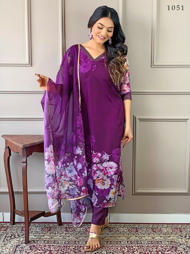 Partywear Designer Tebby Wine Stitched Suit With Dupatta - Tanisha - Distacart