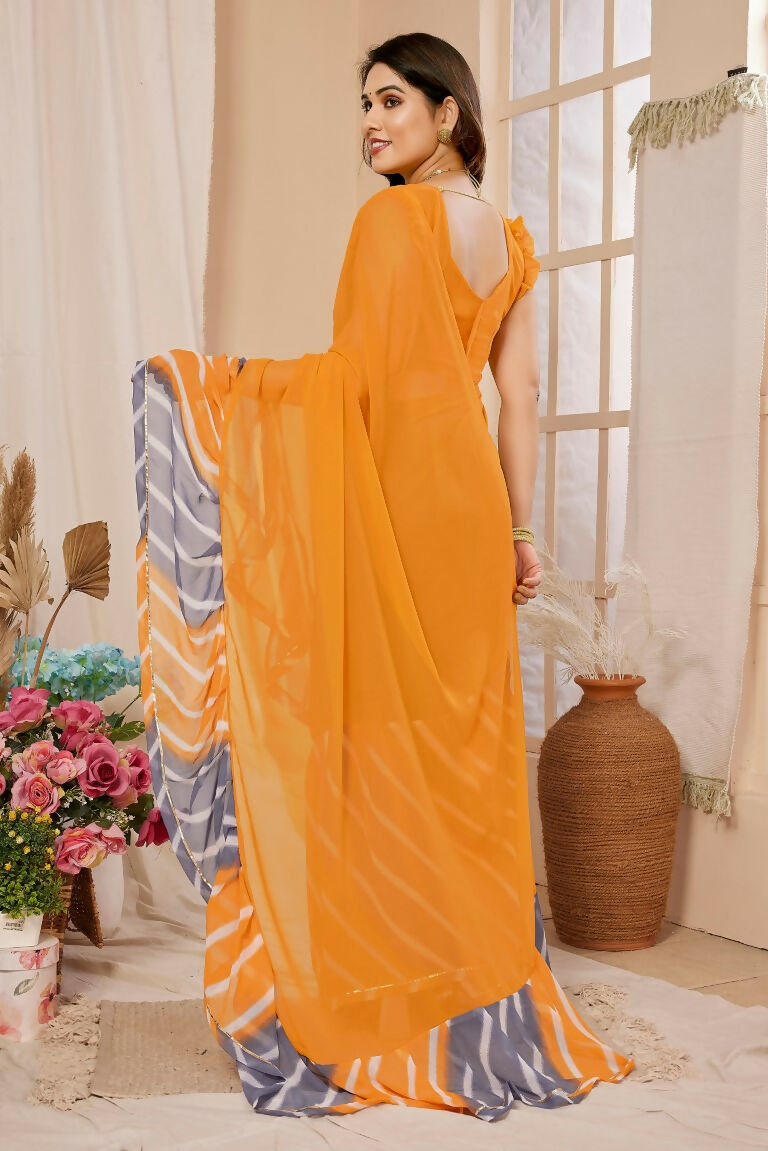 Aafreen Partywear Designer Orange Georgette Fancy Saree - Distacart