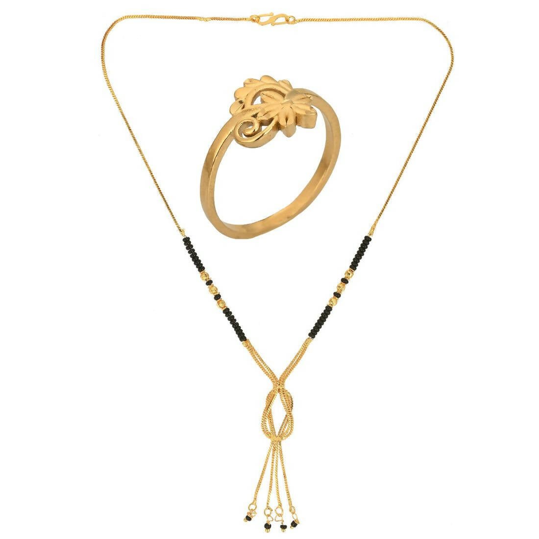 AanyaCentric Gold-plated Mangalsutra & Ring Set - Distacart