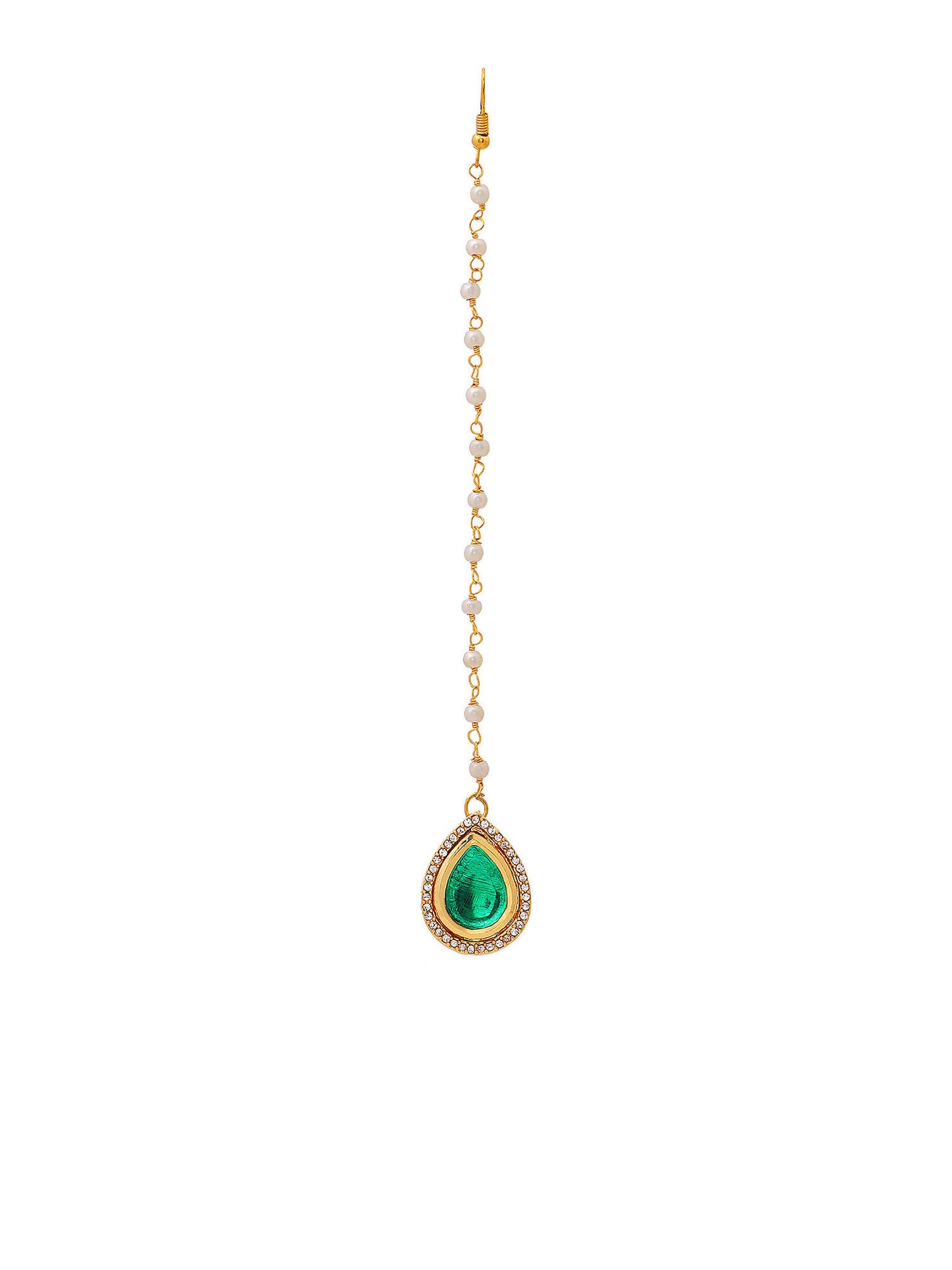 Ruby Raang Tear Drop Green Meenakari with Diamond Maang Tikka - Distacart