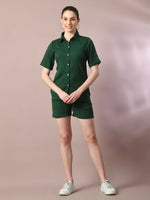 Thumbnail for Myshka Women's Green Solid Regular Fit Shirt - Distacart