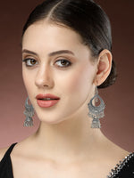 Thumbnail for NVR Women's Silver-Plated German Silver Oxidized Jhumka Earrings - Distacart