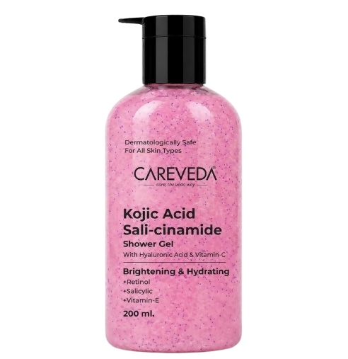CareVeda Advanced Ayurvedic Formula Brightening & Hydrating Kojic Acid Sali-cinamide Shower Gel - Dista