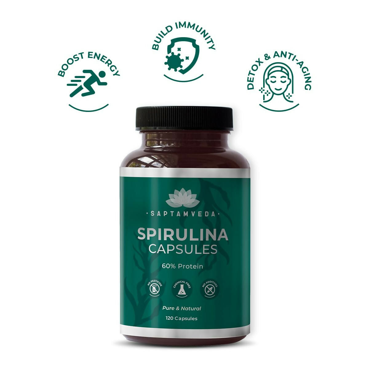Saptamveda Spirulina Capsules - Distacart