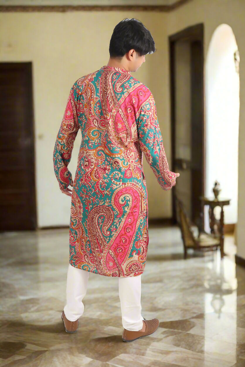Souchii Men Pure Cotton Ethnic Motif Printed Straight Kurta