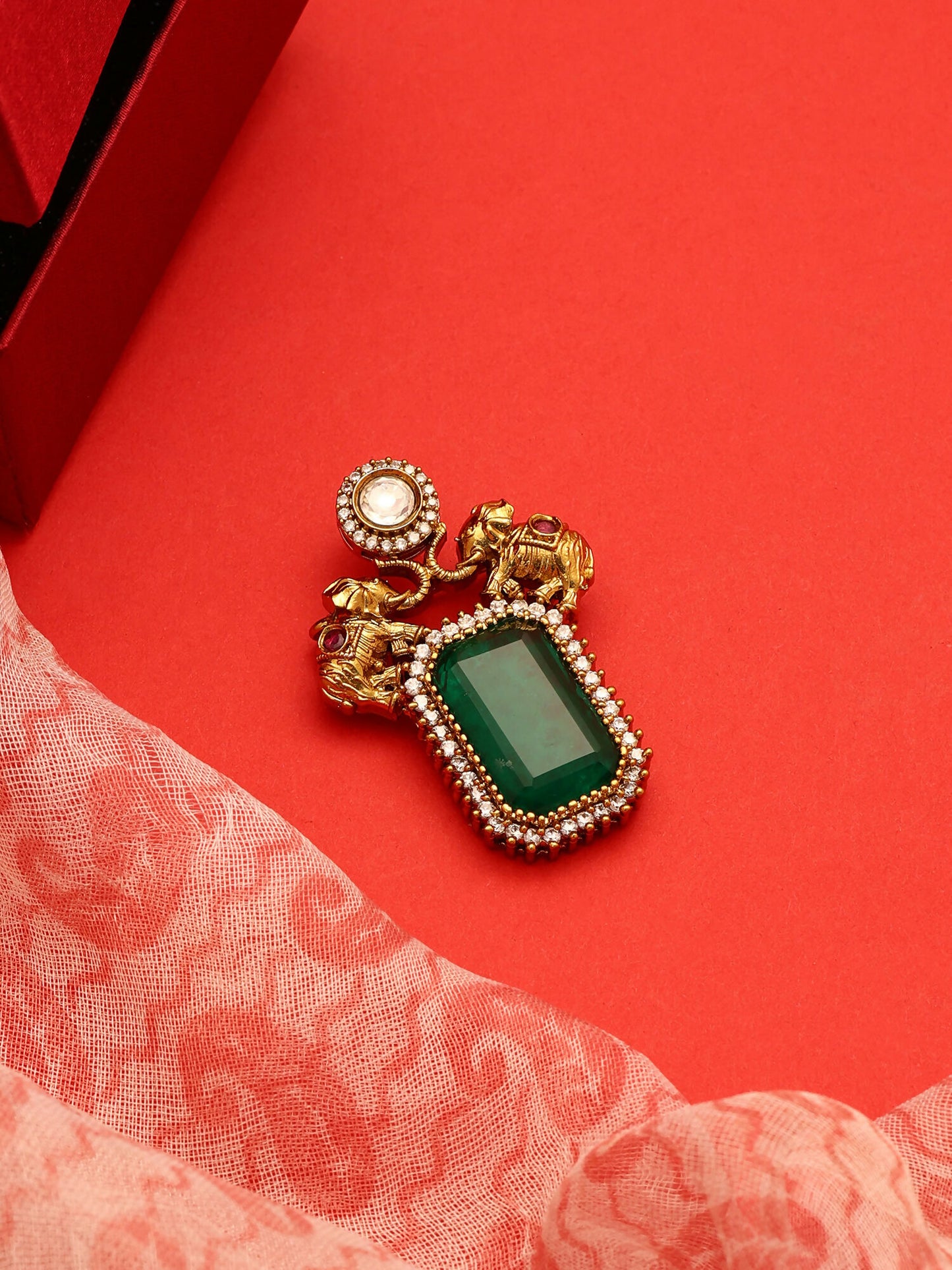 Ruby Raang Regal Green Brooch - Distacart