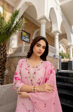 Thumbnail for The52 Pink Women's Beautiful Chanderi Fabric Printed Work Straight Kurta Pant and Dupatta Set - Distacart