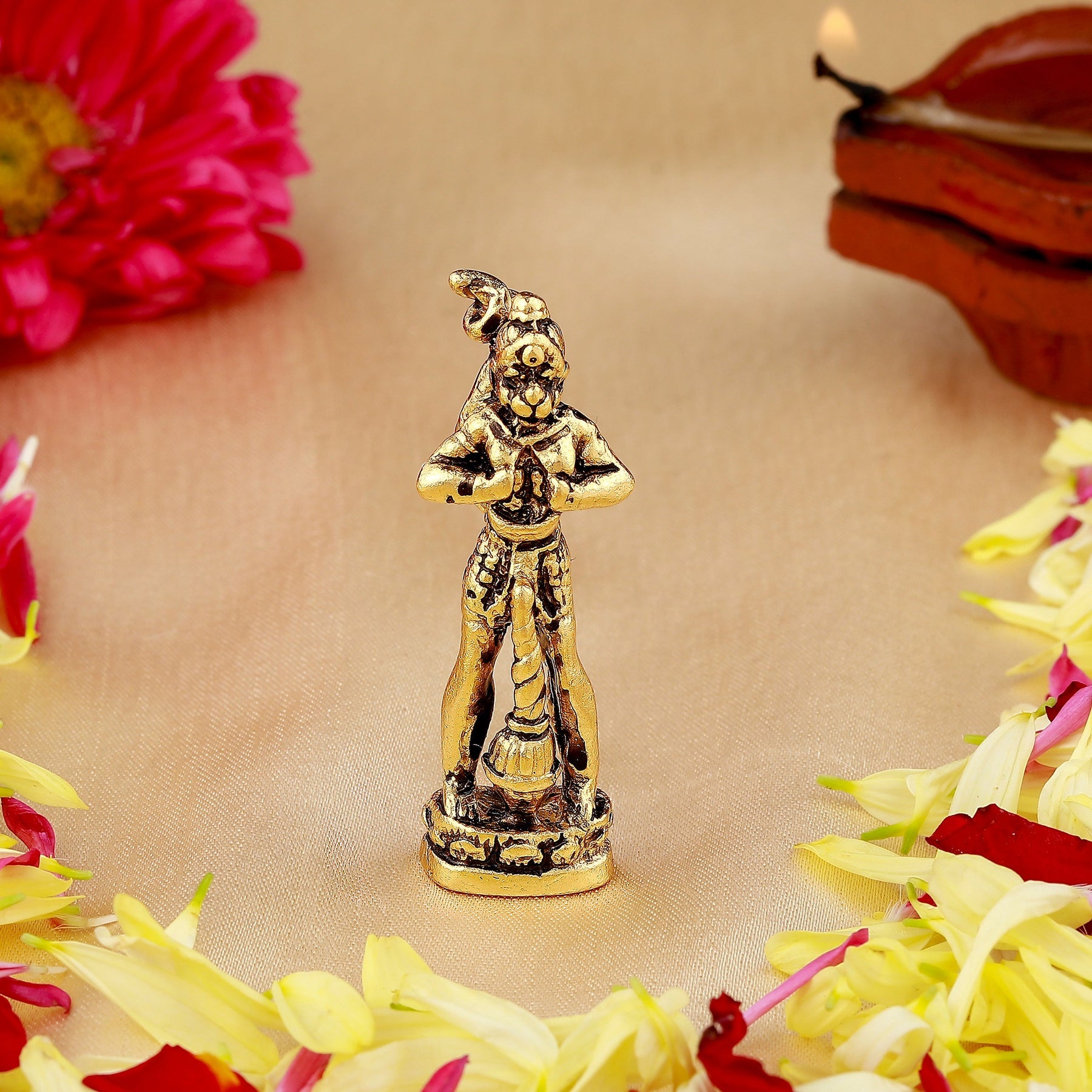Estele Gold-Polished Hanumanji's showing Lord Rama in his Heart in standing position Idol for Home/Car Décor - Distacart