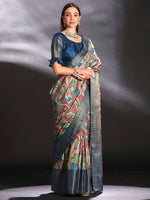 Thumbnail for NOZ2TOZ Women's Silk Blend Multi Color Printed Designer Saree With Blouse Piece - Distacart