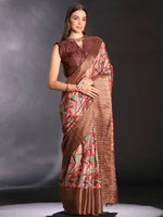 Thumbnail for NOZ2TOZ Women's Silk Blend Multi Color Printed Designer Saree With Blouse Piece - Distacart