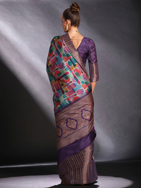 NOZ2TOZ Women's Silk Blend Multi Color Printed Designer Saree With Blouse Piece - Distacart