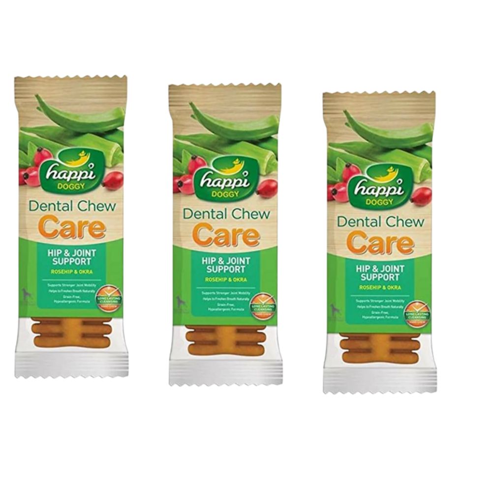 Happi Doggy Dental Chew Care Hip & Joint Support Rosehip & Okra
