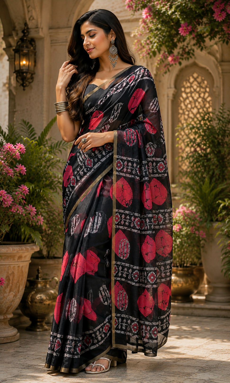 Dwija Fashion Women'S Casual Wear Printed Linen Designer Saree With Unstitched Blouse-Black - Dista