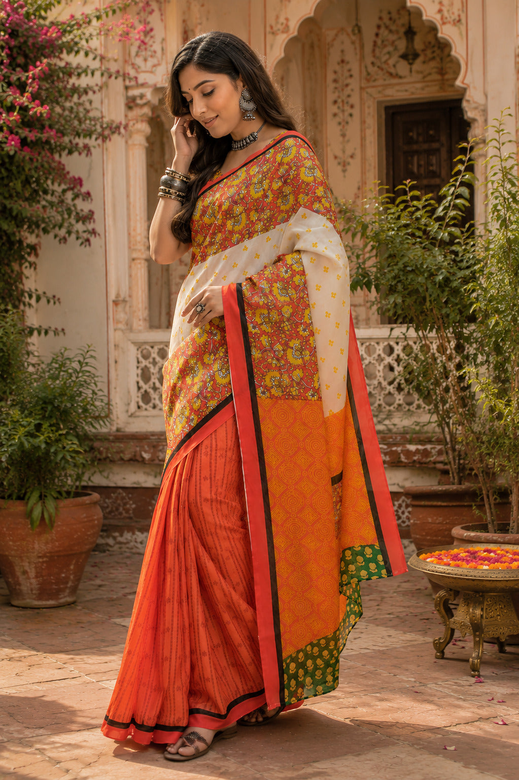 Dwija Fashion Women'S Casual Wear Printed Linen Designer Saree With Unstitched Blouse-Multicolor - Dista