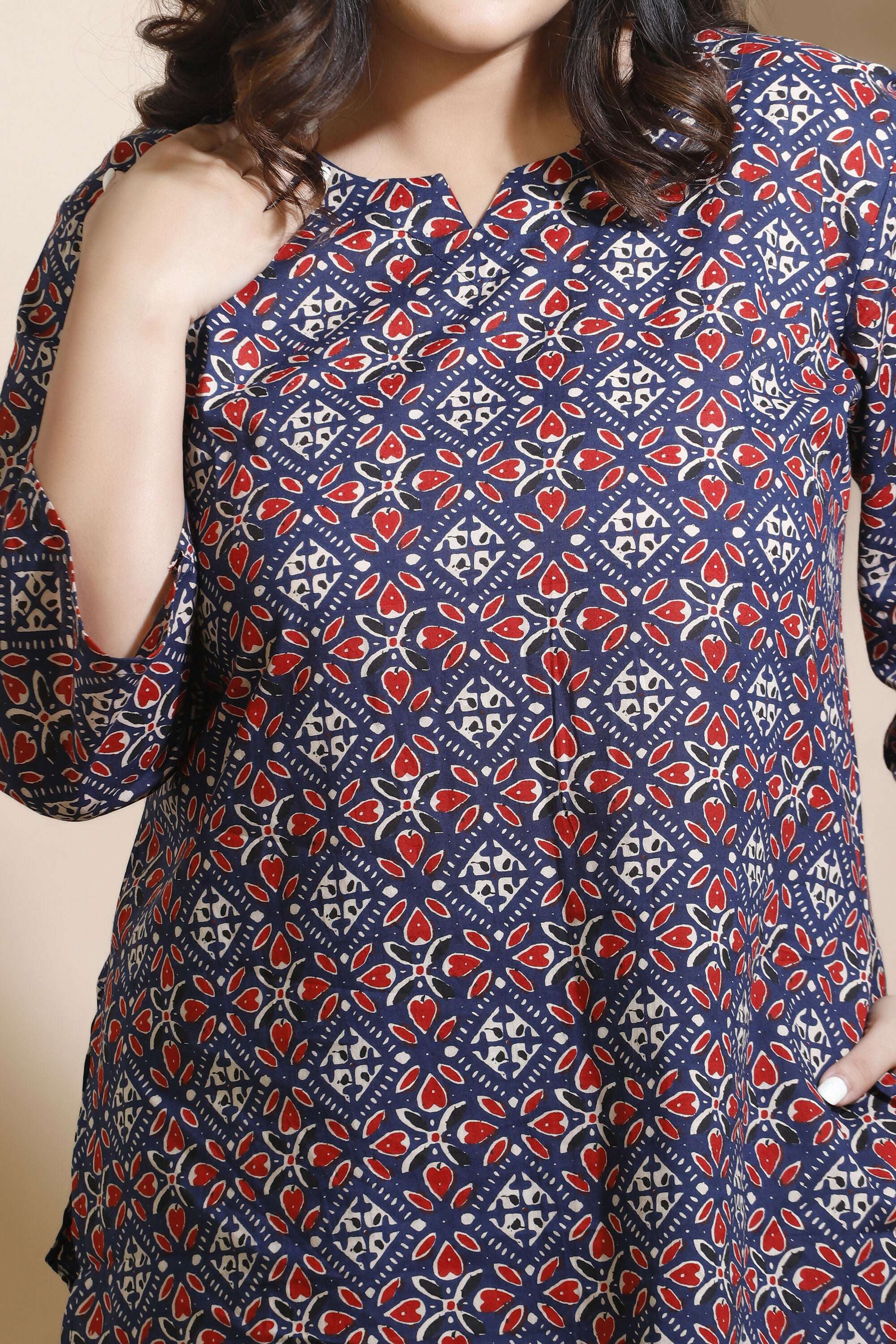 Breathables Geometric Cotton Co-Ord Set – Blue - Dista