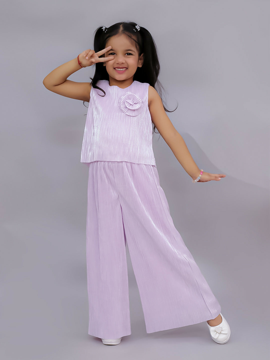 Lil Drama Glam Up Girls Pink Party Top and Pant Set