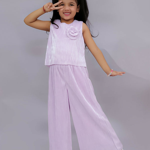 Lil Drama Glam Up Girls Pink Party Top and Pant Set