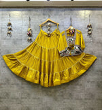 Thumbnail for Preksha Creation Rayon Cotton Fabric Women Lehenga Choli - Yellow - Distacart