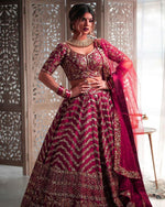 Thumbnail for Jyoti Fashion Mesmerizing Red Silk Sequins with Zari Thread & Coding Dori Embroidery work Lehenga Choli with Dupatta - Distacart
