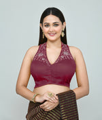 Thumbnail for Joban Fashion Women's Wine Embroidered Stitched Blouse