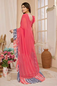 Thumbnail for Aafreen Partywear Designer Pink Georgette Fancy Saree - Distacart