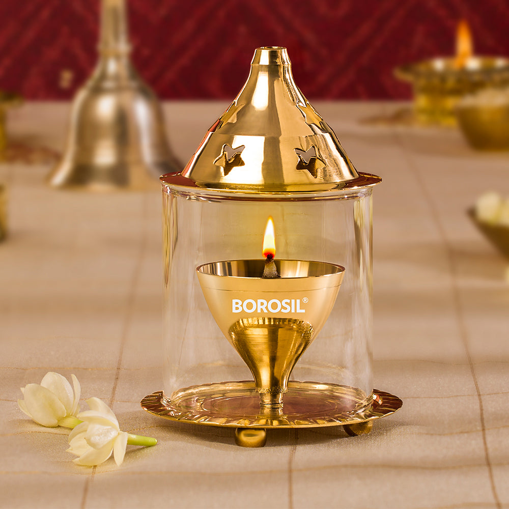 My Borosil Akhand Brass Diya, Small - Dista