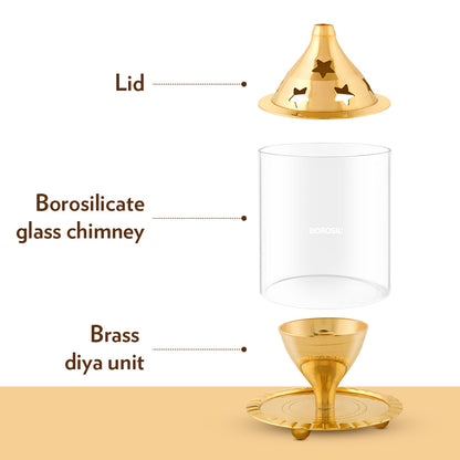 My Borosil Akhand Brass Diya, Small - Dista