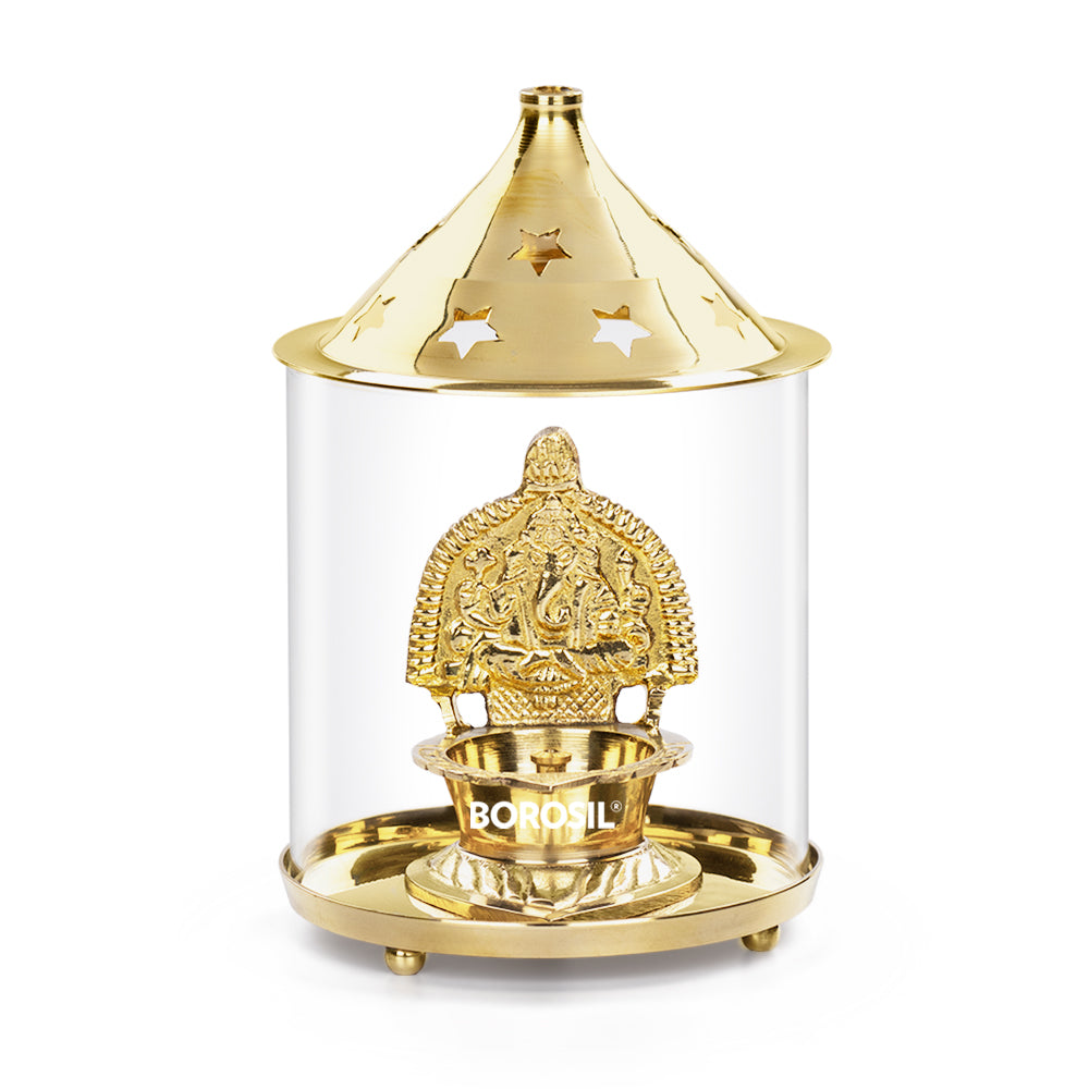 My Borosil Shree Ganapti Diya Brass, Large - Dista