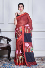Thumbnail for Morchari Multicolour Cotton Handloom Mirror Work Saree Unstitched Blouse