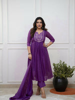 Thumbnail for The52 Women's Beautiful Cotton Fabric Embroidery Work Straight Kurta Pant and Dupatta Set - Distacart