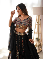 Thumbnail for Lehenga Mart Designer Wedding Lehenga Choli For Women - Black - Distacart