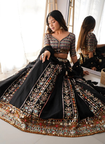 Thumbnail for Lehenga Mart Designer Wedding Lehenga Choli For Women - Black - Distacart