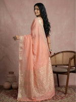 Thumbnail for Shree Shyam Fashion Peach Cotton Saree - Distacart