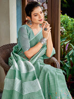 Thumbnail for Astita Linen Sea Green Saree