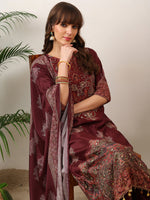 Thumbnail for Embroidered & Printed Kurta With Palazzo & Printed Dupatta, Maroon - Hiral Fashion - Distacart