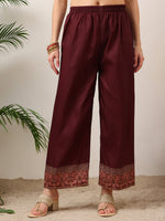Thumbnail for Embroidered & Printed Kurta With Palazzo & Printed Dupatta, Maroon - Hiral Fashion - Distacart