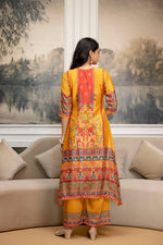 Thumbnail for Embroidered & Printed Kurta With Palazzo & Printed Dupatta, Mustard - Hiral Fashion - Distacart