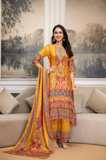 Thumbnail for Embroidered & Printed Kurta With Palazzo & Printed Dupatta, Mustard - Hiral Fashion - Distacart