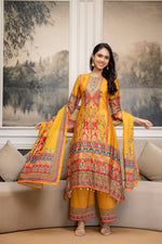 Thumbnail for Embroidered & Printed Kurta With Palazzo & Printed Dupatta, Mustard - Hiral Fashion - Distacart