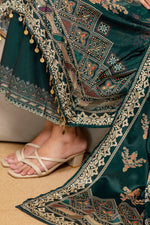 Thumbnail for Embroidered & Printed Kurta With Palazzo & Printed Dupatta, Teal - Hiral Fashion - Distacart