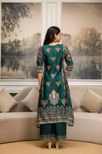 Thumbnail for Embroidered & Printed Kurta With Palazzo & Printed Dupatta, Teal - Hiral Fashion - Distacart