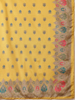 Thumbnail for Embroidered & Printed Asymmetric Kurta With Palazzo & Printed Dupatta, Mustard - Hiral Fashion - Distacart