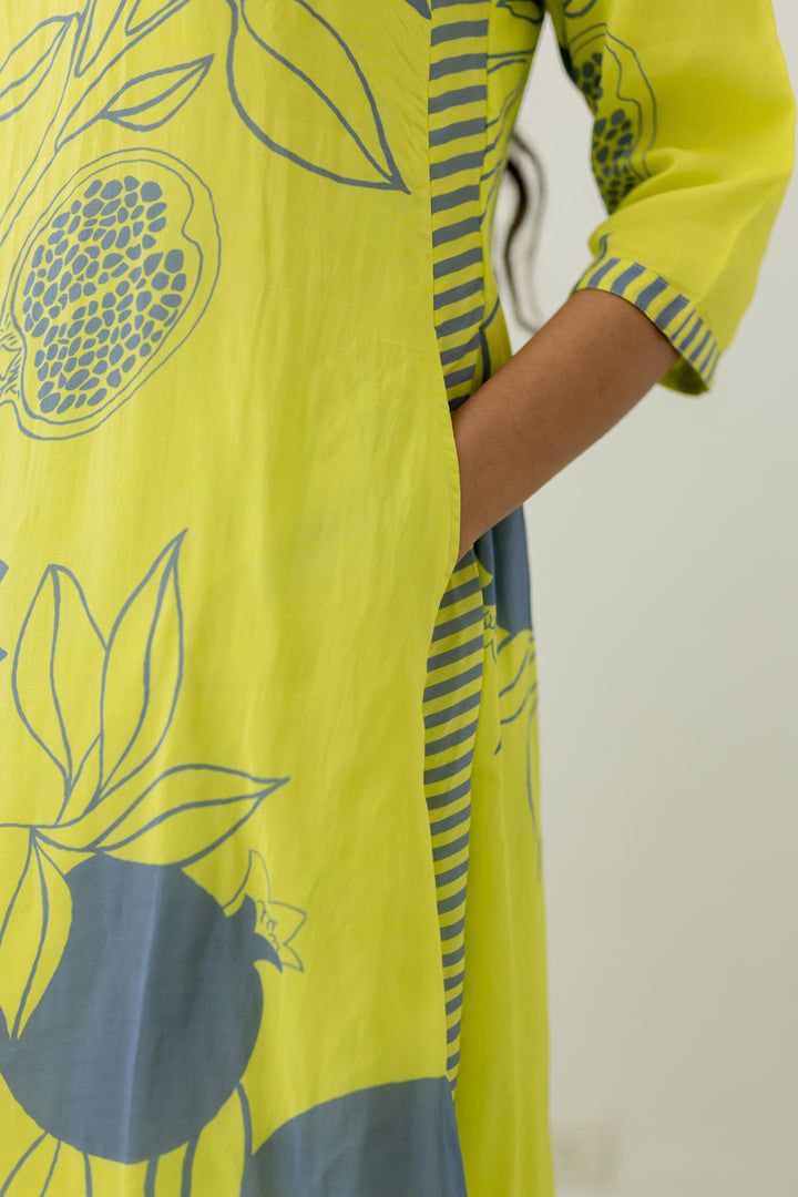 Floral Printed Rayon Co-ords et (Lime Green) - Hiral Fashion