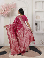 Thumbnail for Astita Lichi Silk Wine Saree
